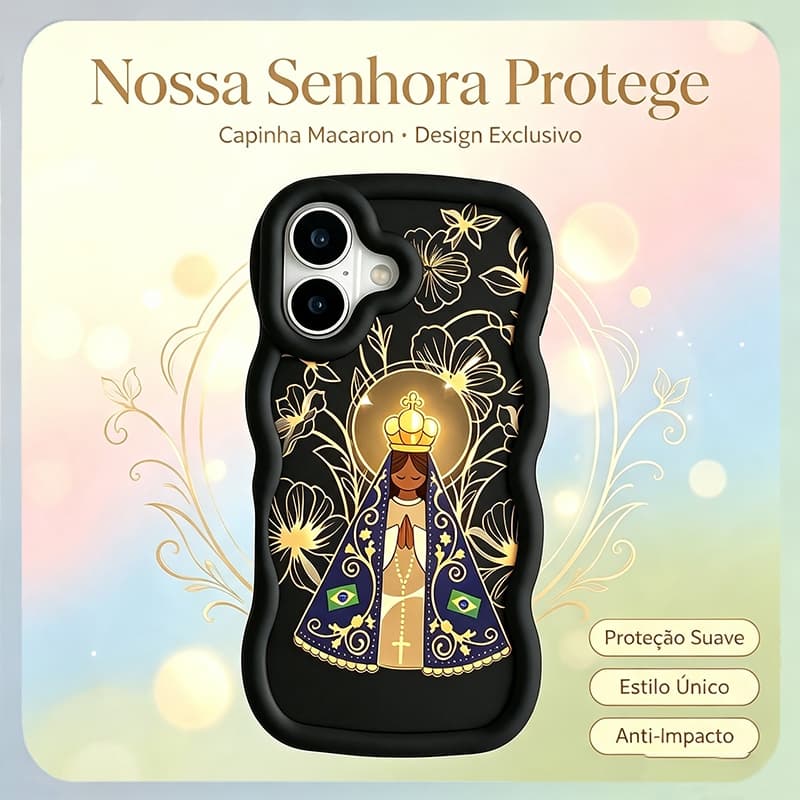 Ostentando uma imagem da Virgem Maria Capa Capinha Silicone Anti-impacto Para IPhone 7 8 14 15 16 13 11 12 17 Normal