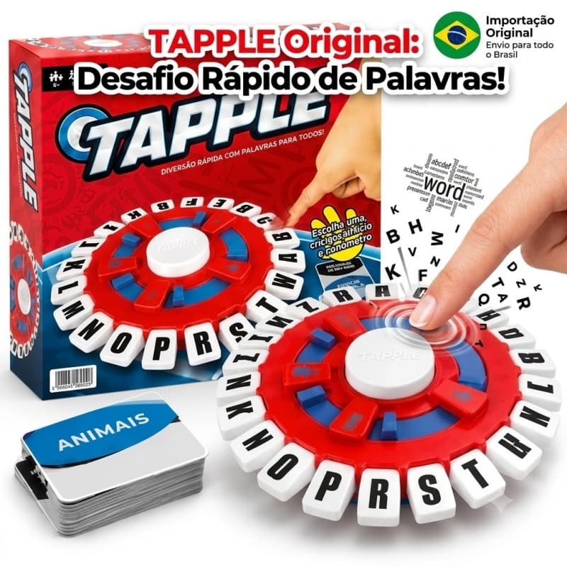 Jogo Tapple Português Grande 24cm Trava Letras Cronômetro 10s Desafio De Palavras Rápido Diversão Em Família