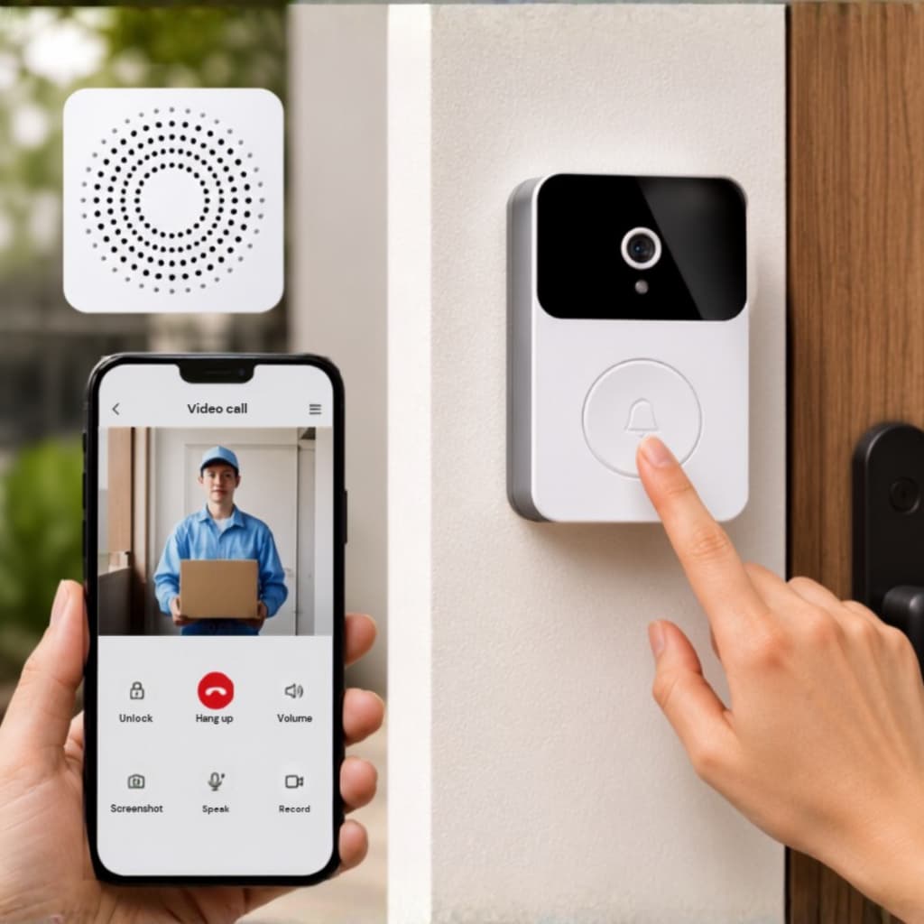 Campainha Com Câmera HD Vídeo Inteligente Porteiro Sem Fio Smart Home