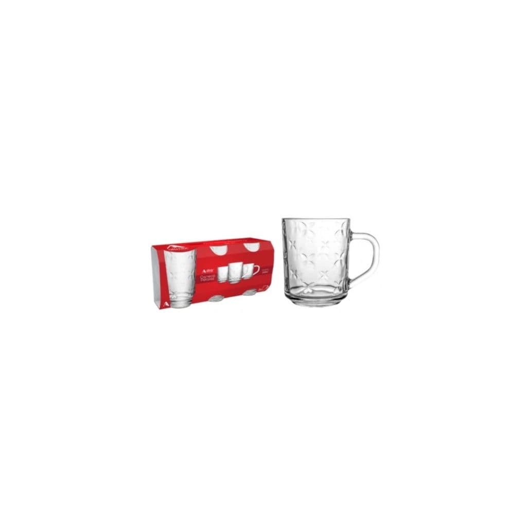 CANECA PETALAS DE VIDRO 240ML COM 3 UNIDADES - ALLMIX