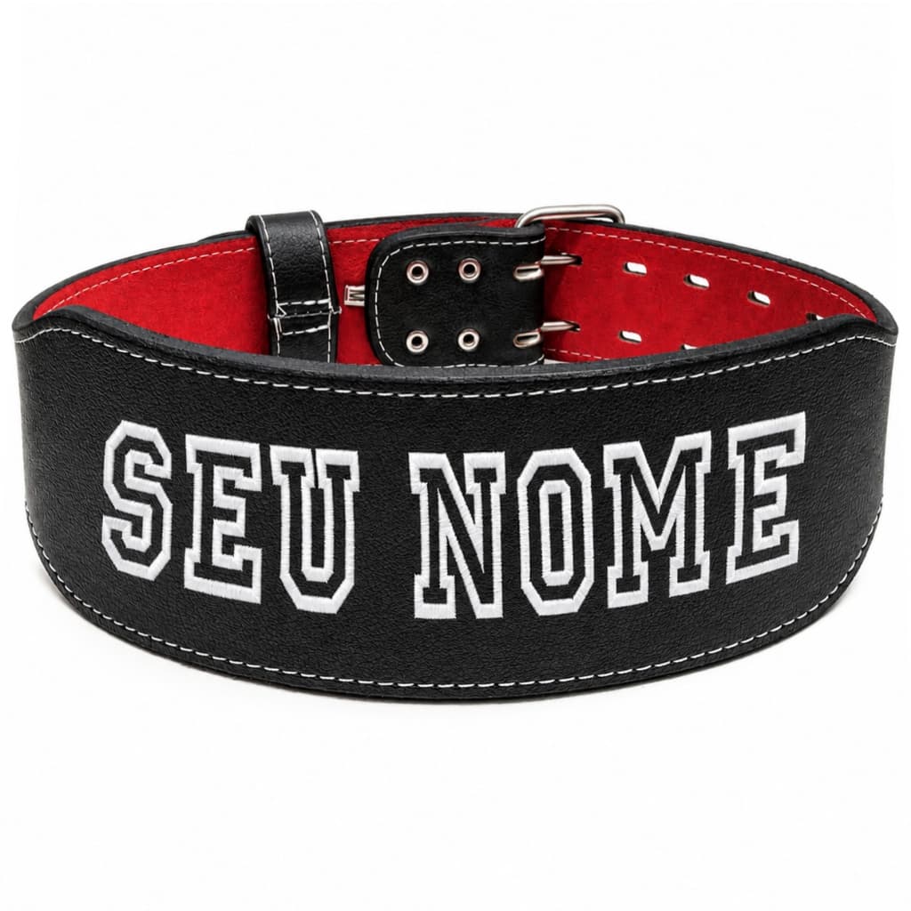Cinturão de Couro Personalizado Treino Academia Musculação Agachamento