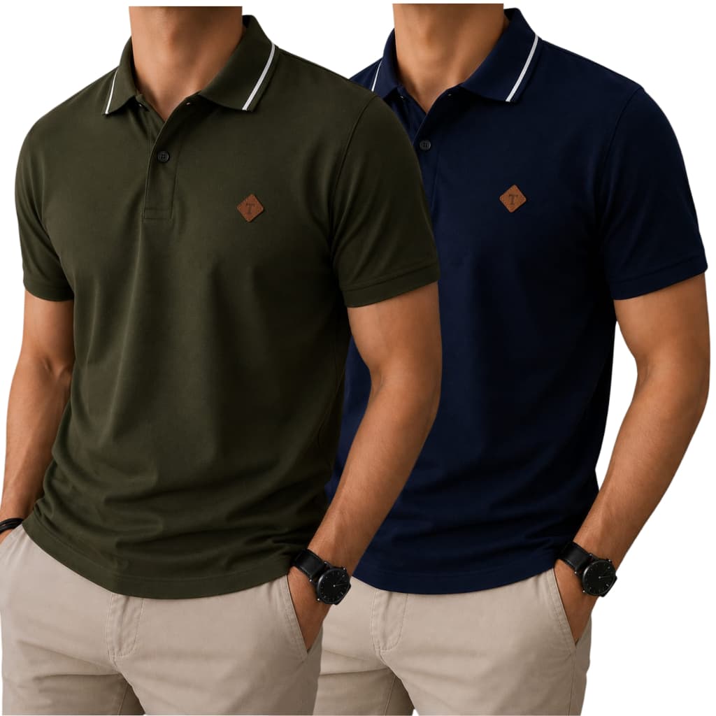 Kit 2 Camisas Polo Masculina Premium 100% Algodão