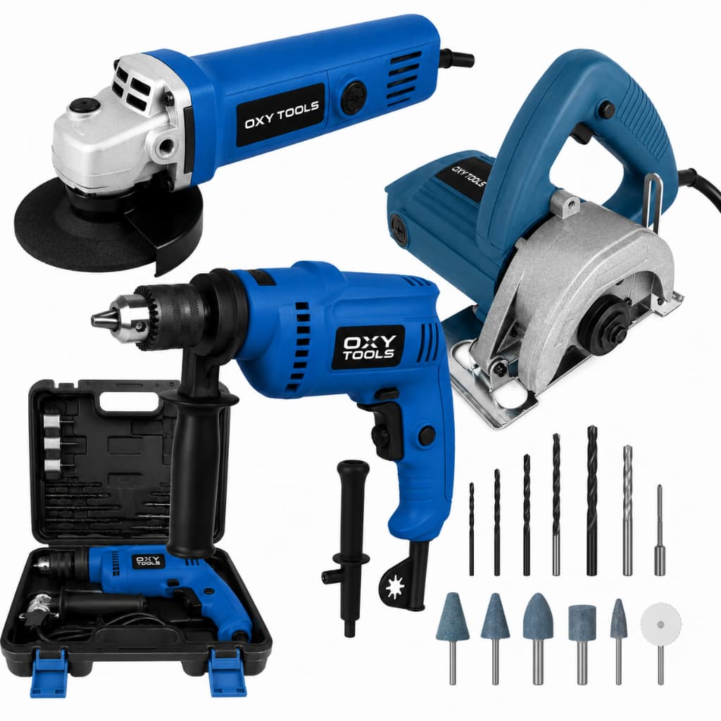 Kit Serra Mármore Lixadeira Esmerilhad E Furadeira 220v Azul
