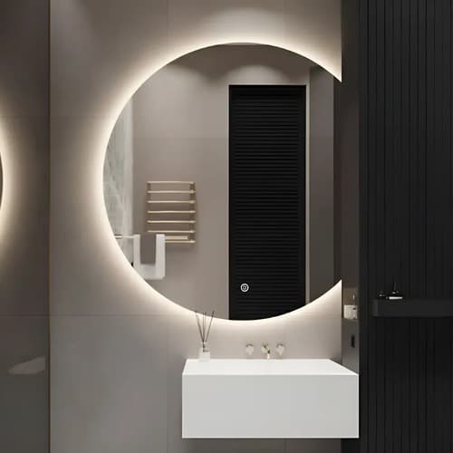 Espelho Meia Lua 70x55cm com LED Neutro Touch Penteadeira Quarto Banheiro