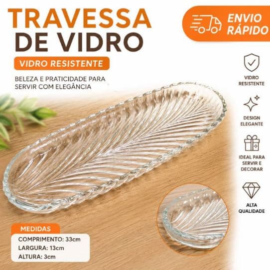 Travessa Centro de Mesa Vidro Resistente 33cm Multiuso Lindo para Servir Mesa Posta Envio Rápido