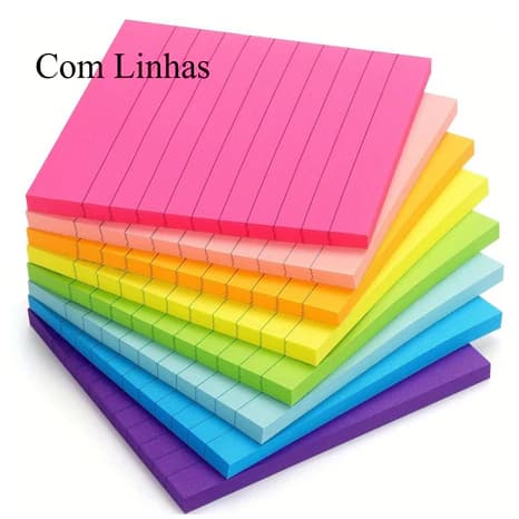 Bloco De Notas Adesivo Colorido Escolar Autocolante 76x76