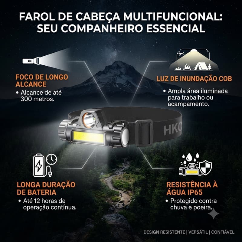 Mini Lanterna de Cabeça Ultra LED Recarregável cabeça portátil potência