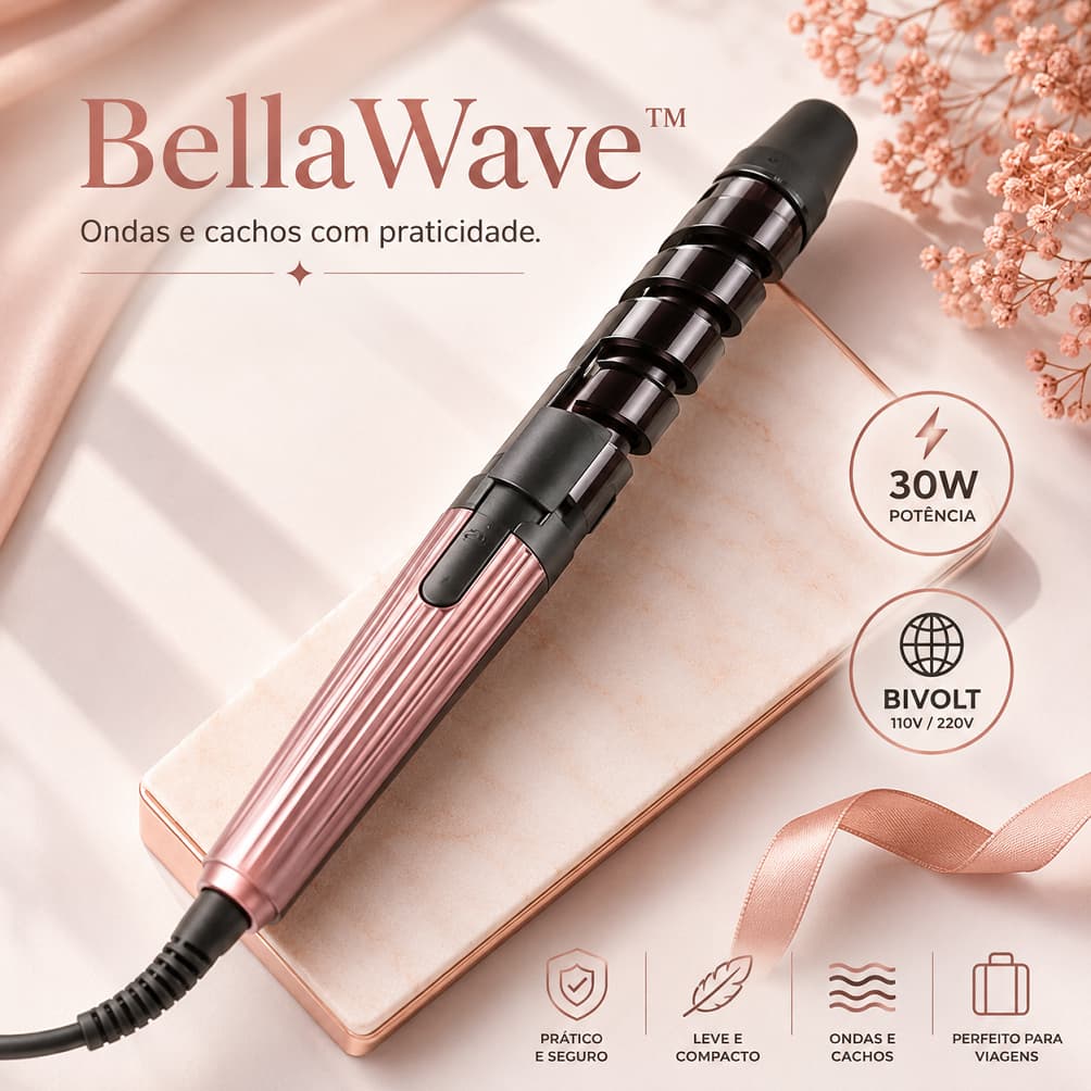 Modelador de Cachos Profissional BellaWave™ 30W Bivolt Babyliss Para Ondas e Cachos