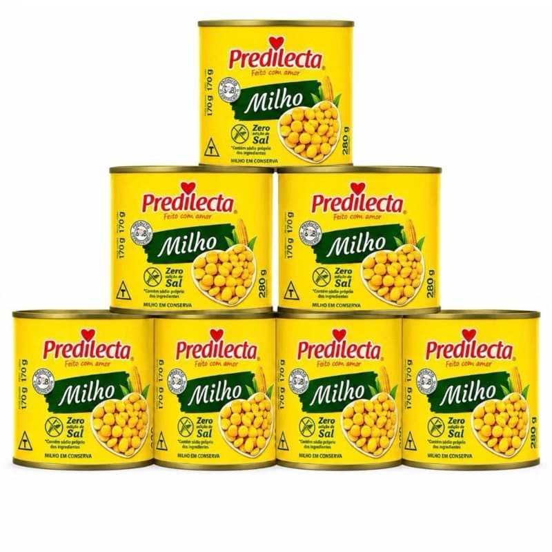 Kit 10 Latas Milho Verde Predilecta 170g Original Conserva Pronto para Consumo