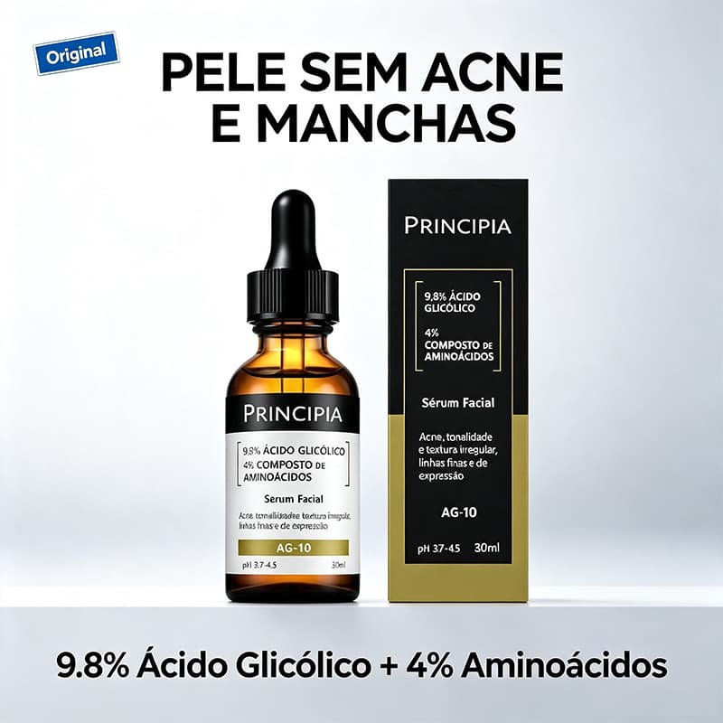 Sérum Facial Ácido Glicólico 98% com Aminoácidos Renova Pele Controla Acne Hidratação Repara Barreira Cutânea Pronta Ent