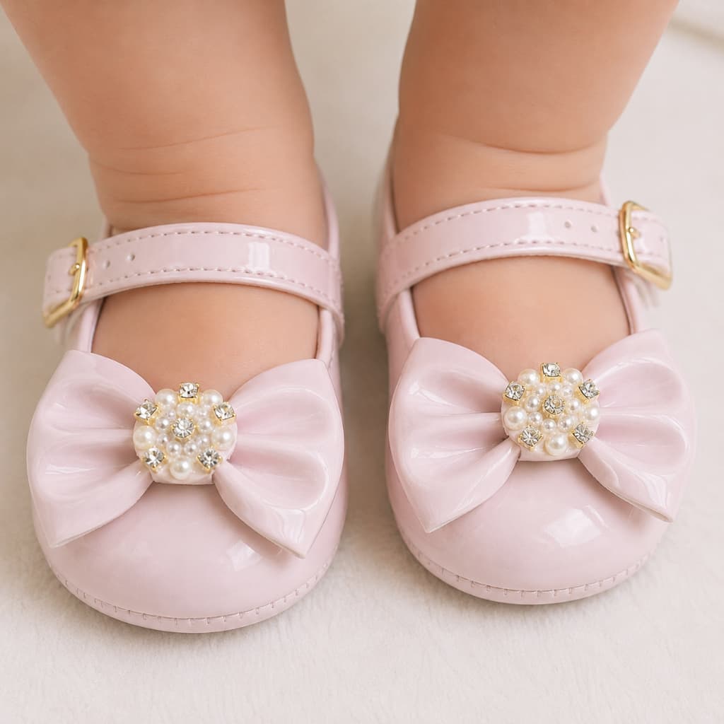 Sapatilha Bebê Rosa Sapatinho Super Macio Confortável luxuoso
