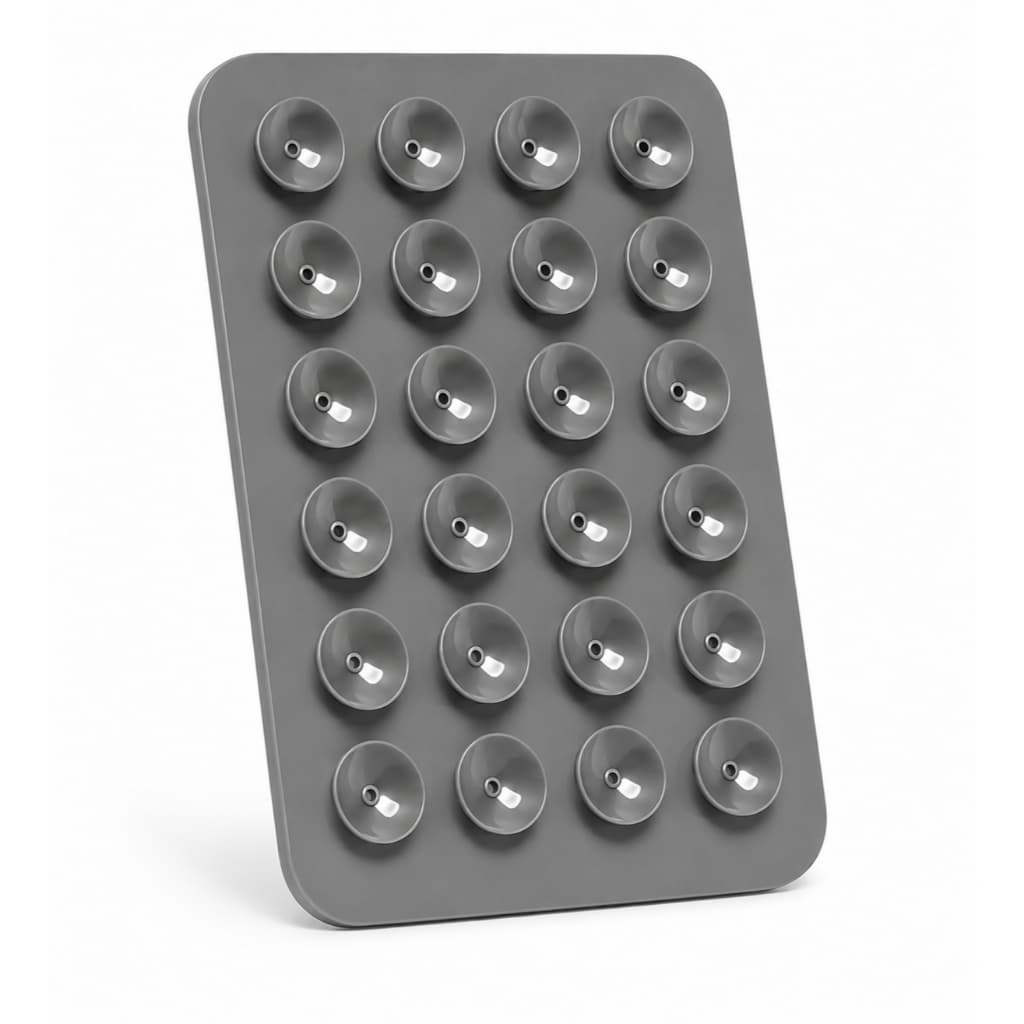 Suporte Ventosa Silicone Adesivo Cinza Celular Para Espelho Gravar Videos Tik Tok Blogueira Influencer Universal CINZA
