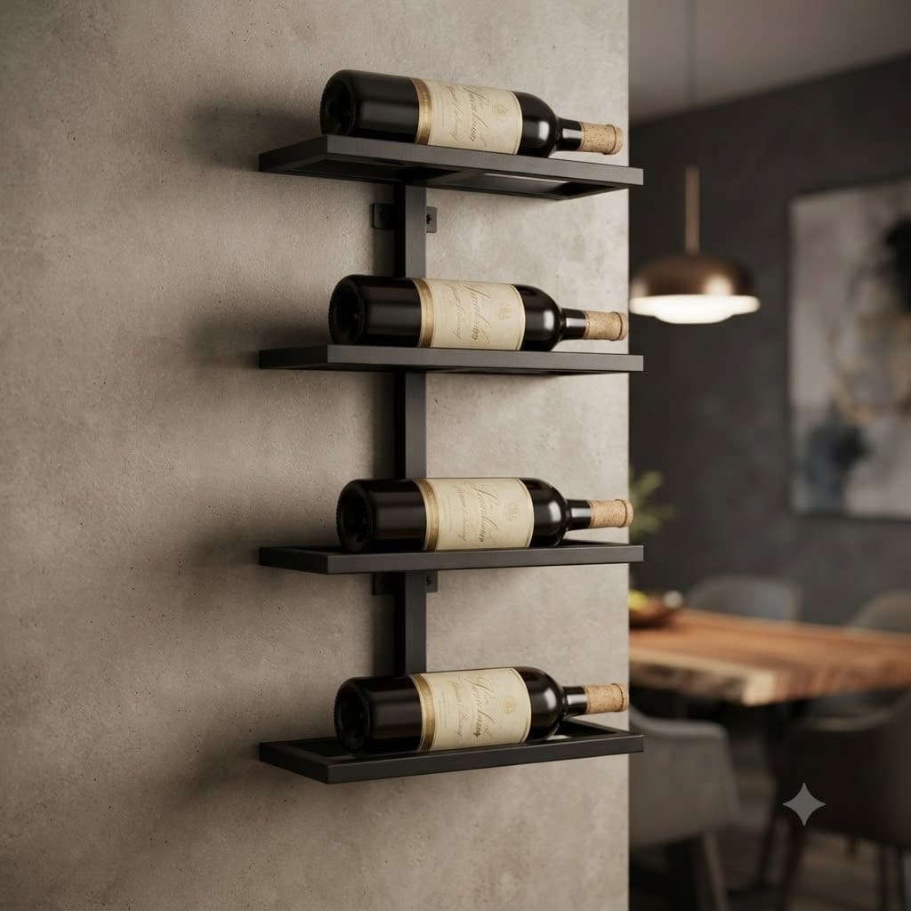 ADEGA DE VINHOS  4 GARRAFAS AÇO CARBONO RESISTENTE MODERNO TIPO INDUSTRIAL DECORAÇÃO CASA ESCRITÓRIO BAR