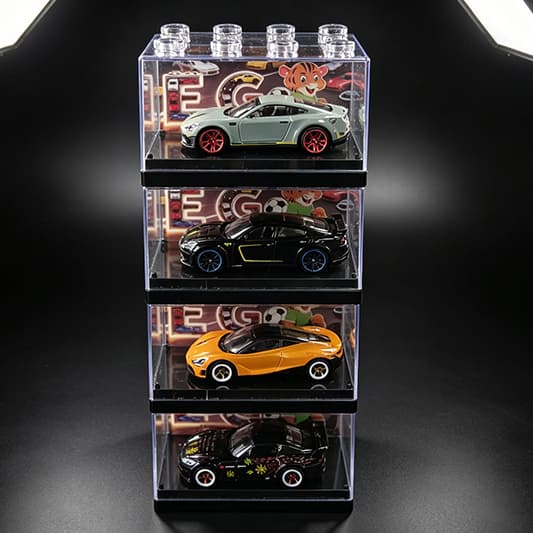 Miniatura Carro Esportivo Moderno Tuner com Caixa Expositora Transparente