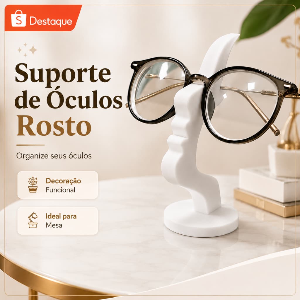Suporte para Óculos Formato Rosto I Decorativo Organizador de Óculos I Porta Óculos de Mesa I Suporte Óculos
