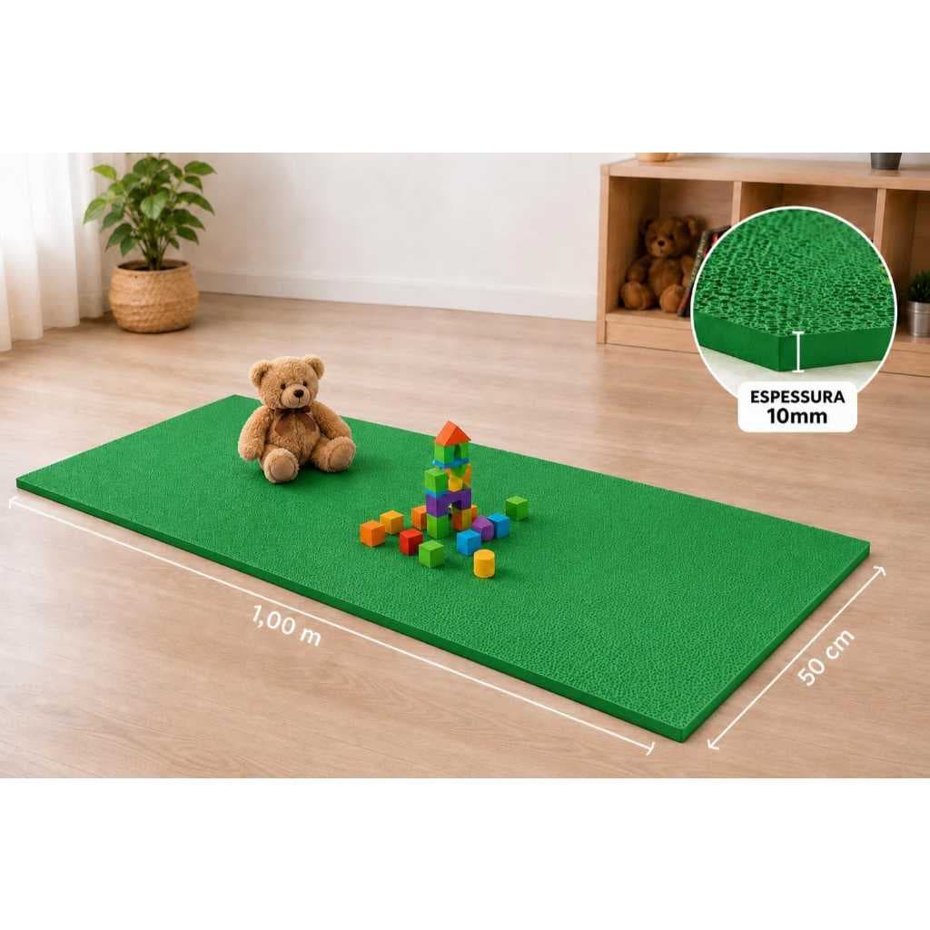 Colchonete Tapete Infantil EVA Verde Antiderrapante 100x50cmx8mm Conforto e Segurança para Crianças