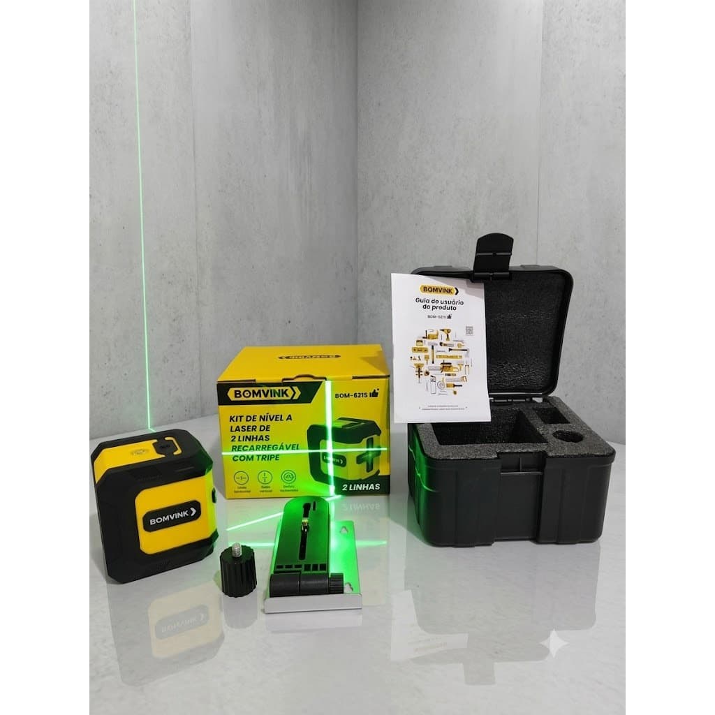 kit nivel a laiser verde de 2 linha recarregavel