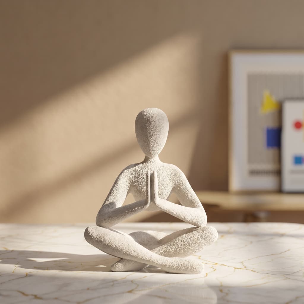 Estatueta Escultura Yoga Meditação Branca LUXUOSA Zen Decoração Moderna para Casa e Escritório Presente