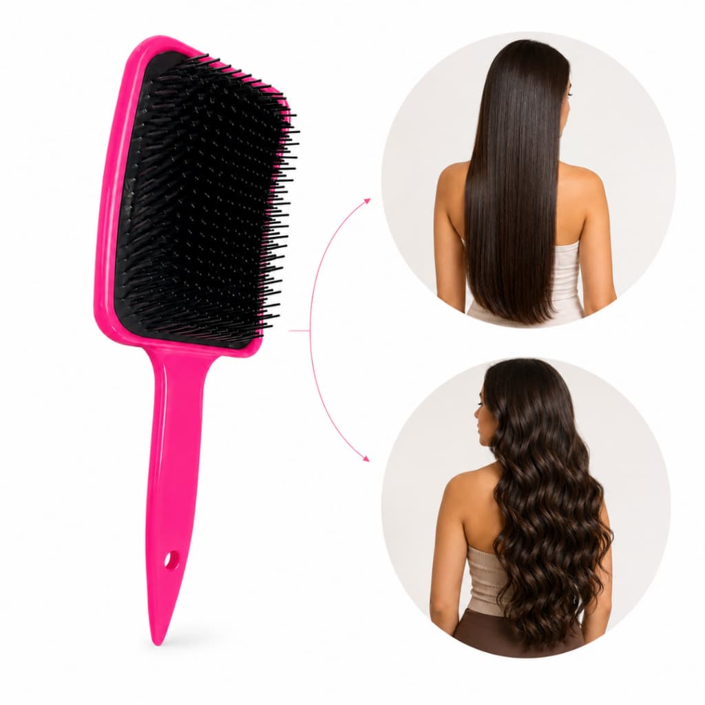 Escova de Cabelo Raquete Curva Anatômica Desembaraçadora Sem Dor Massagem
