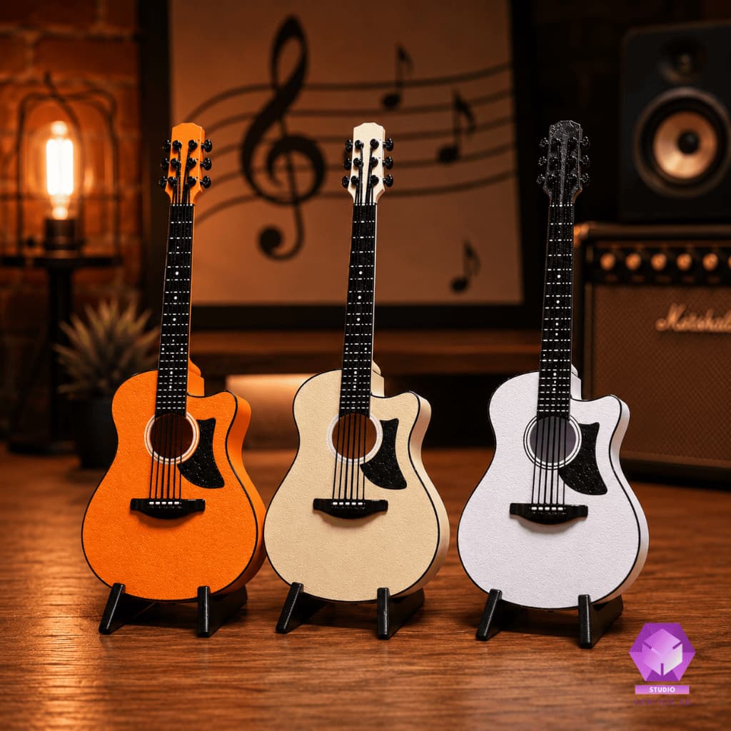 Mini Violão 20cm com Suporte Miniatura Decorativo Porta Objetos Presente Musical Personalizado
