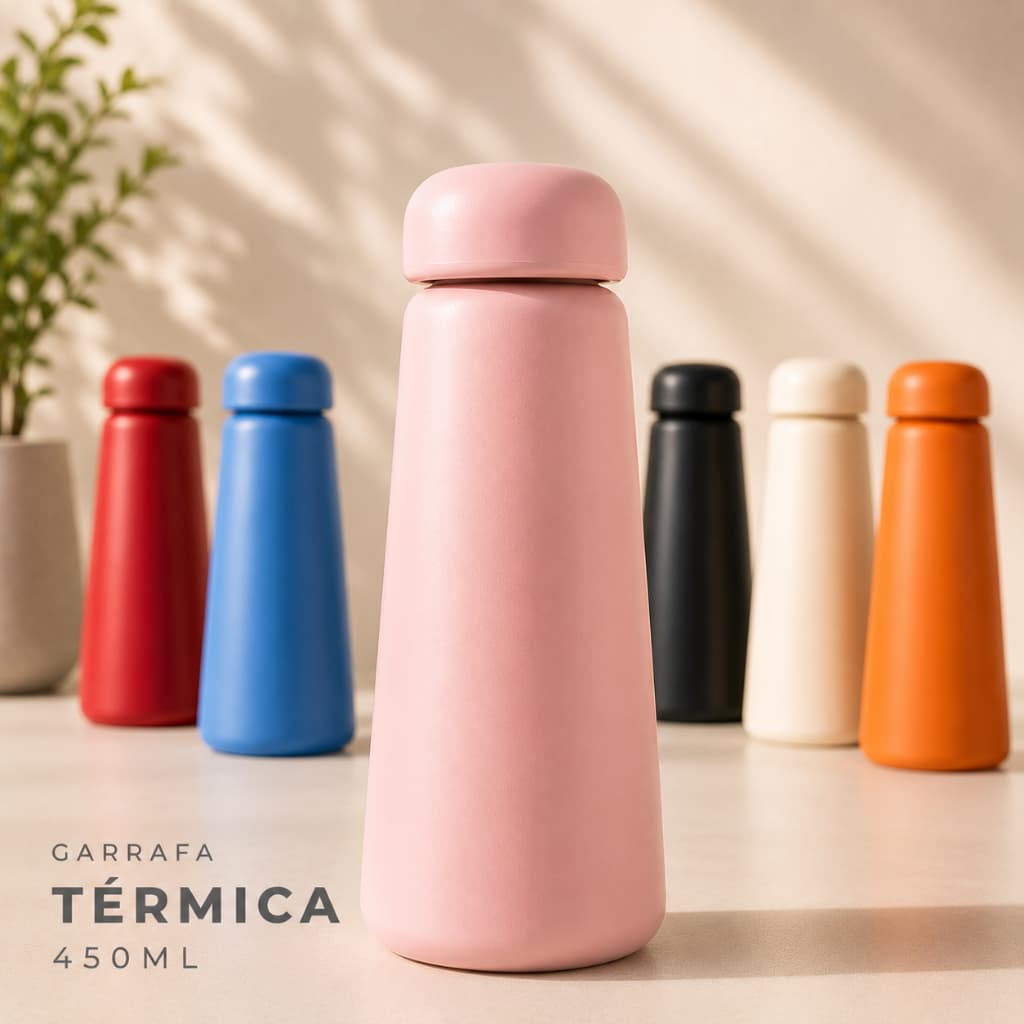 Garrafa Térmica Inox 450ml Squeeze Segura Temperatura Água