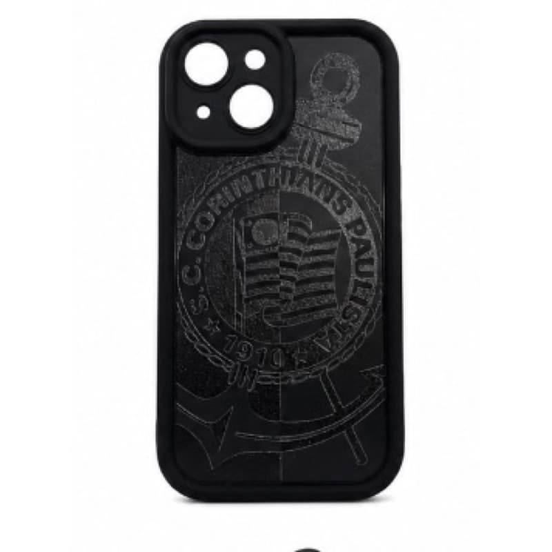 Capinha Anti Impacto para iPhone – Corinthians Preto Fosco em Relevo | Proteção Premium com Bordas Reforçadas iPhone 15