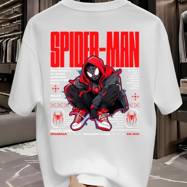 Camiseta Premium Unissex 100% Algodão Camisa Minimalista Spider Man Homem Aranha Streetwear