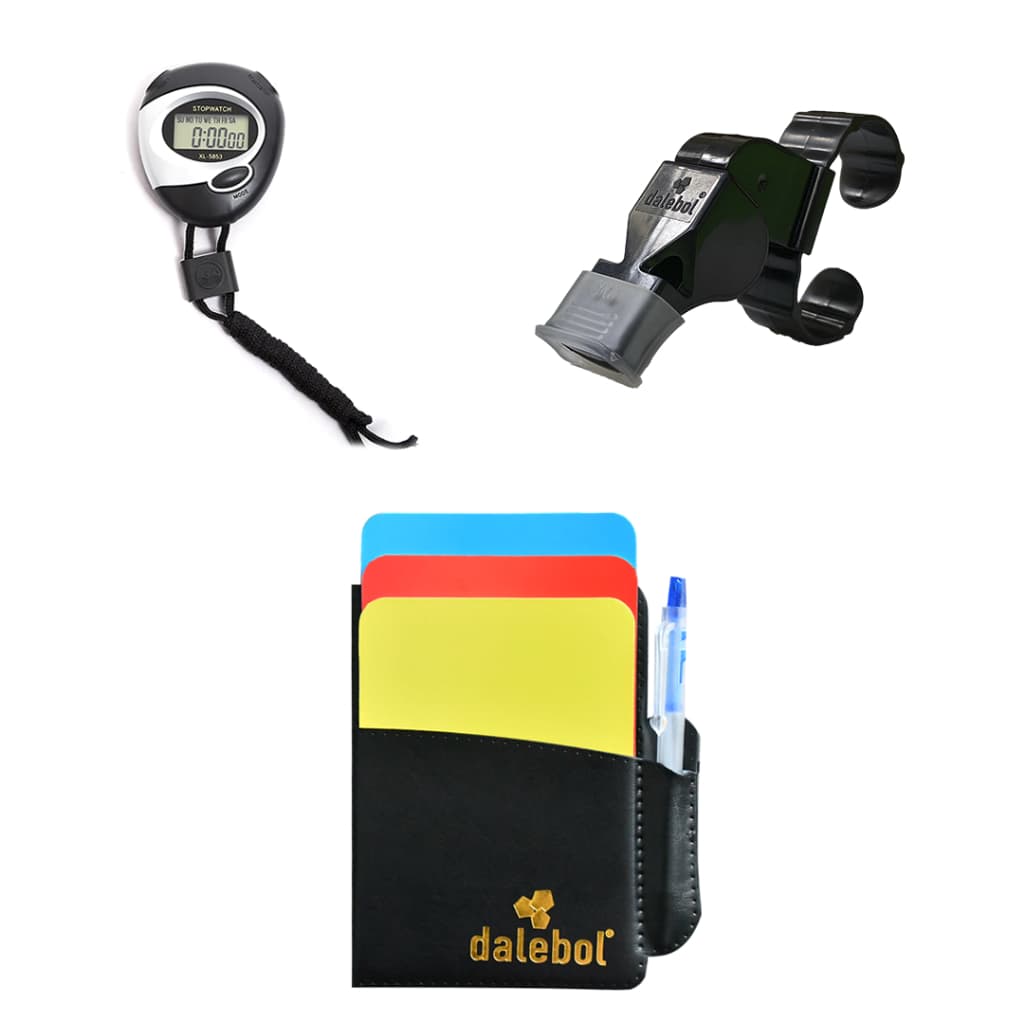 Kit Cartão De Árbitro Futsal + Apito C/ Dedal + Cronometro