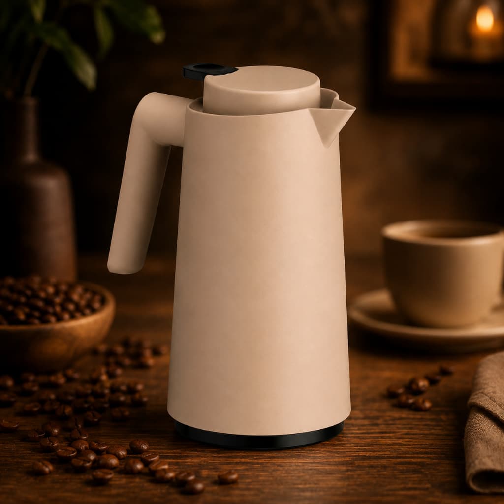 Bule Térmico Vercelli Unitermi 1 Litro Gatilho Café Chá Leite Quente Frio Garrafa de Mesa Cozinha Padaria Bar