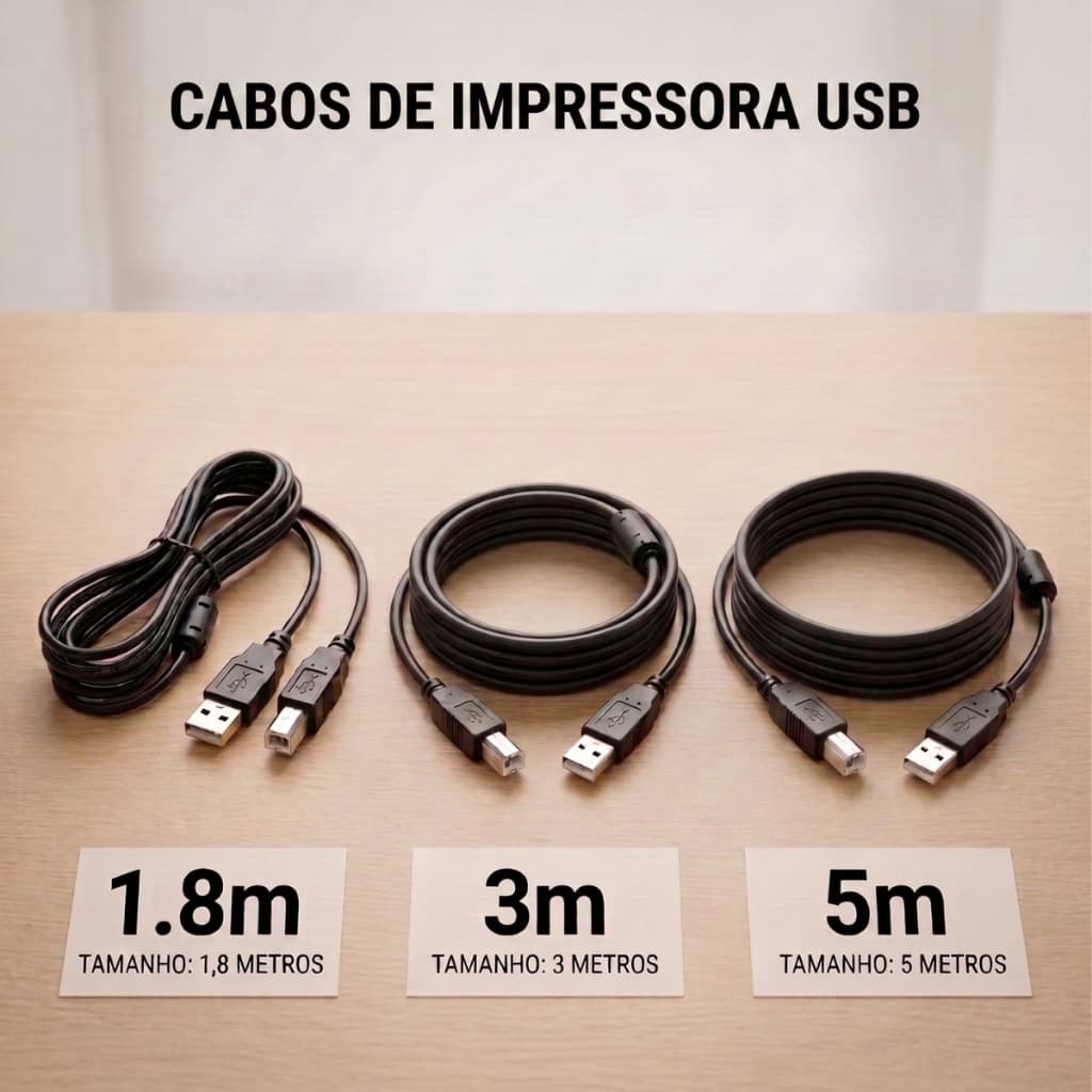 Cabo De Impressora Usb 2.0 1.8m 3m 5m Filtro Blindado A/B PC