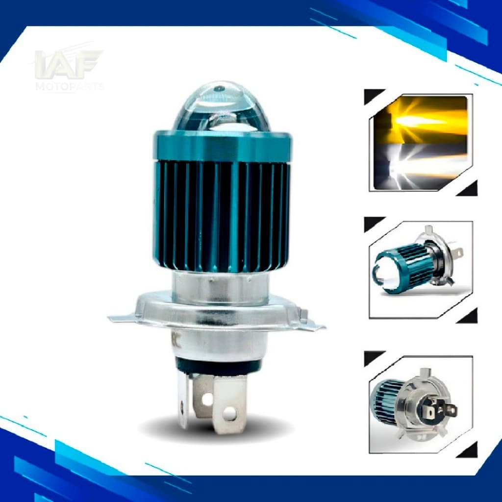 Lâmpada De Led H4 Moto Farol Alto AMARELO e Baixo BRANCO 6500k 1500 Lúmens OLHO DE PEIXE