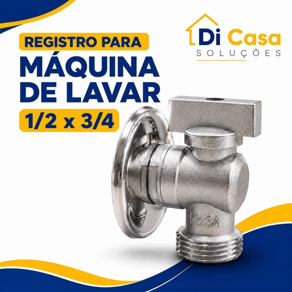 Torneira Registro Máquina de Lavar Metal 1/2 x 3/4