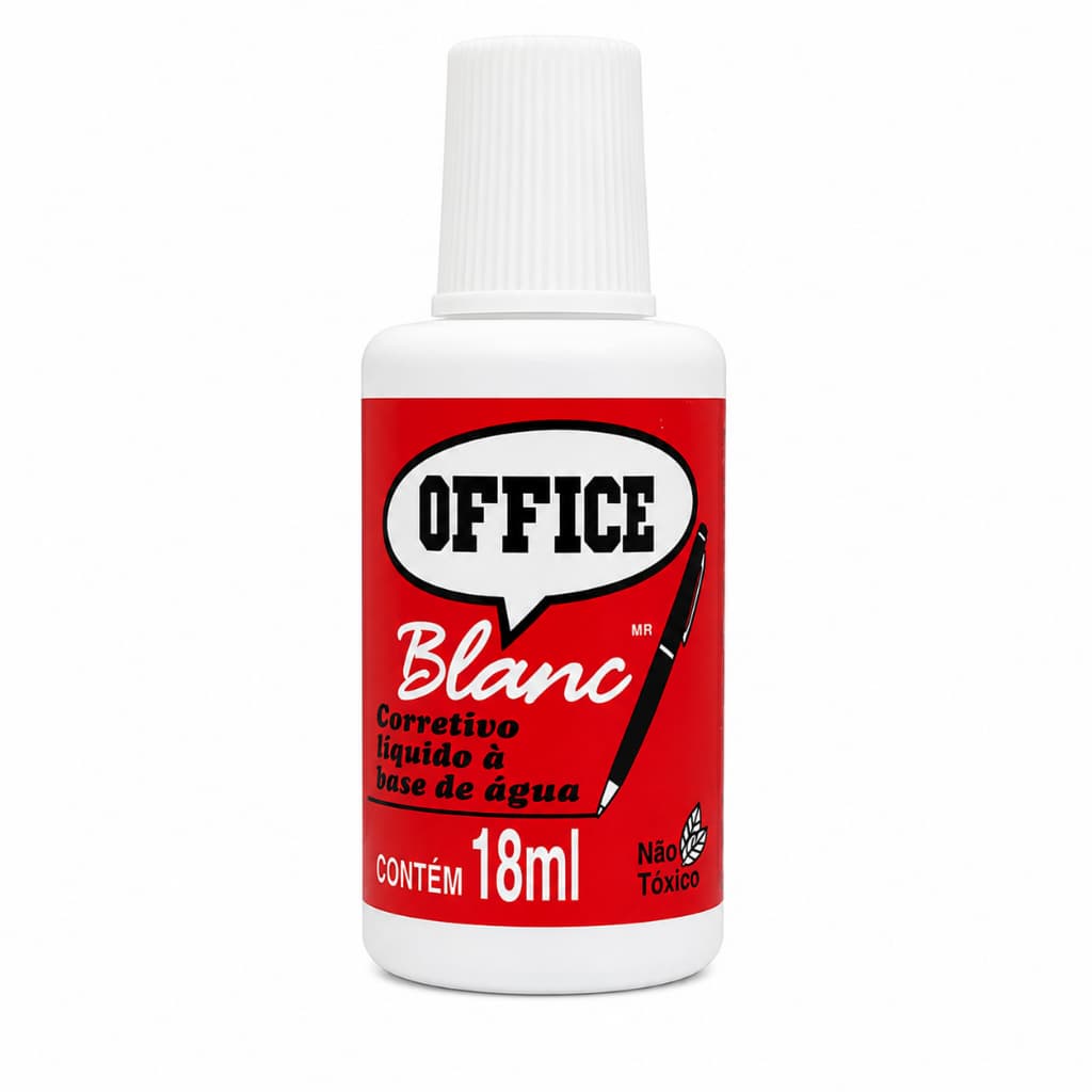Corretivo Líquido Office Blanc 18ml À Base de Água Não Tóxico 1, 2, 3 ou 5 Unidades