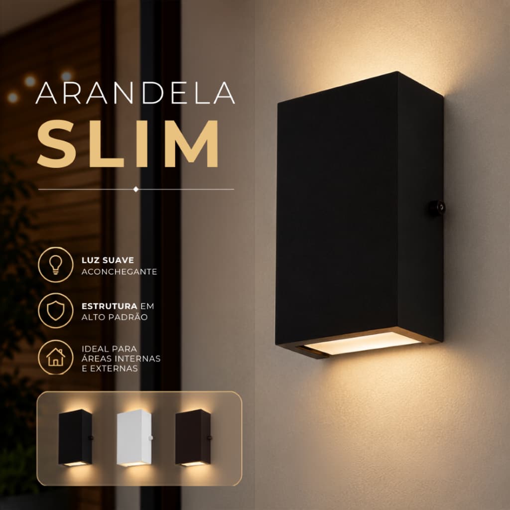Arandela Slim LED 2 Fachos para Parede Externa com Lâmpada Inclusa