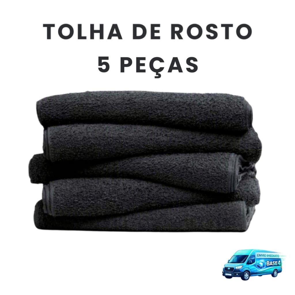 Toalhas de Rosto Pretas 5 Peças Profissionais para Salão Cabeleireiro e Barbearia Toque Macio