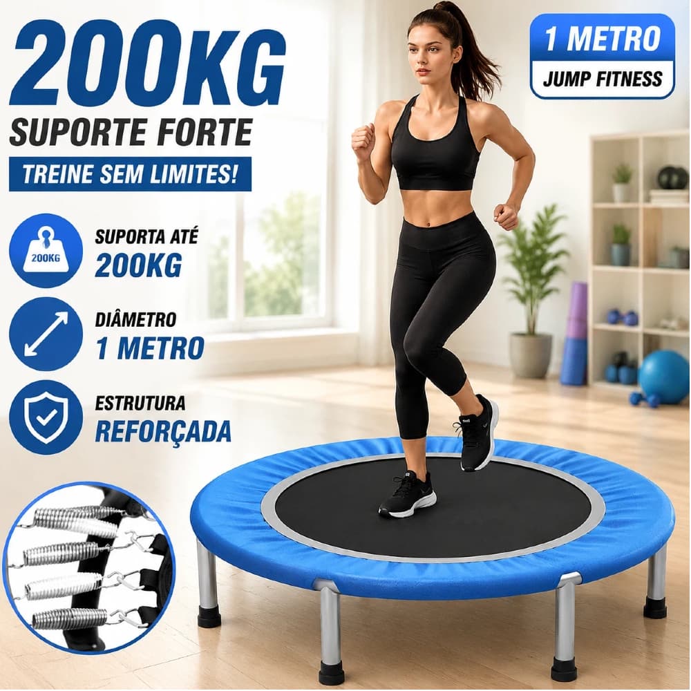Trampolim Jump Profissional Com Capa Saia Diâmetro 1 M 200kg Mini Reforço Cama Elástica Elastica Academia