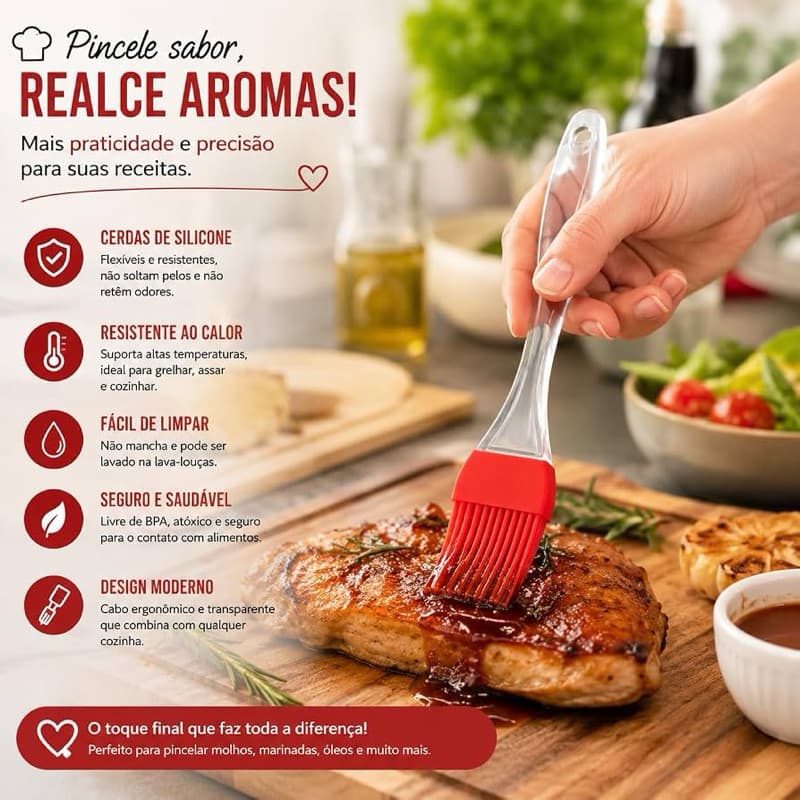 kit 2 Pincéis Culinário de Silicone 20,5cm, perfeito para sua cozinha.
