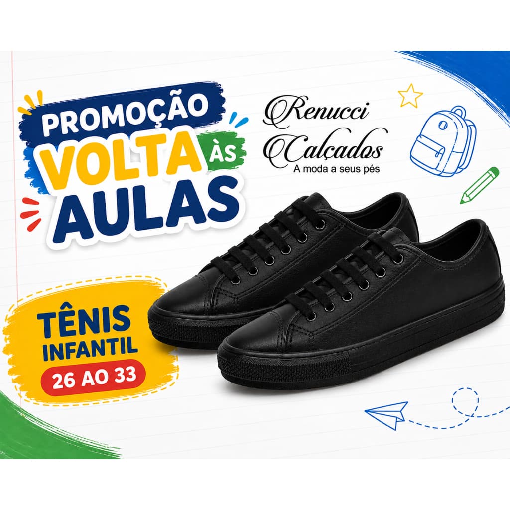 Tênis Infantil Escolar Star Menina Menino Casual Confortável Promoção Volta as Aulas lancamento moda
