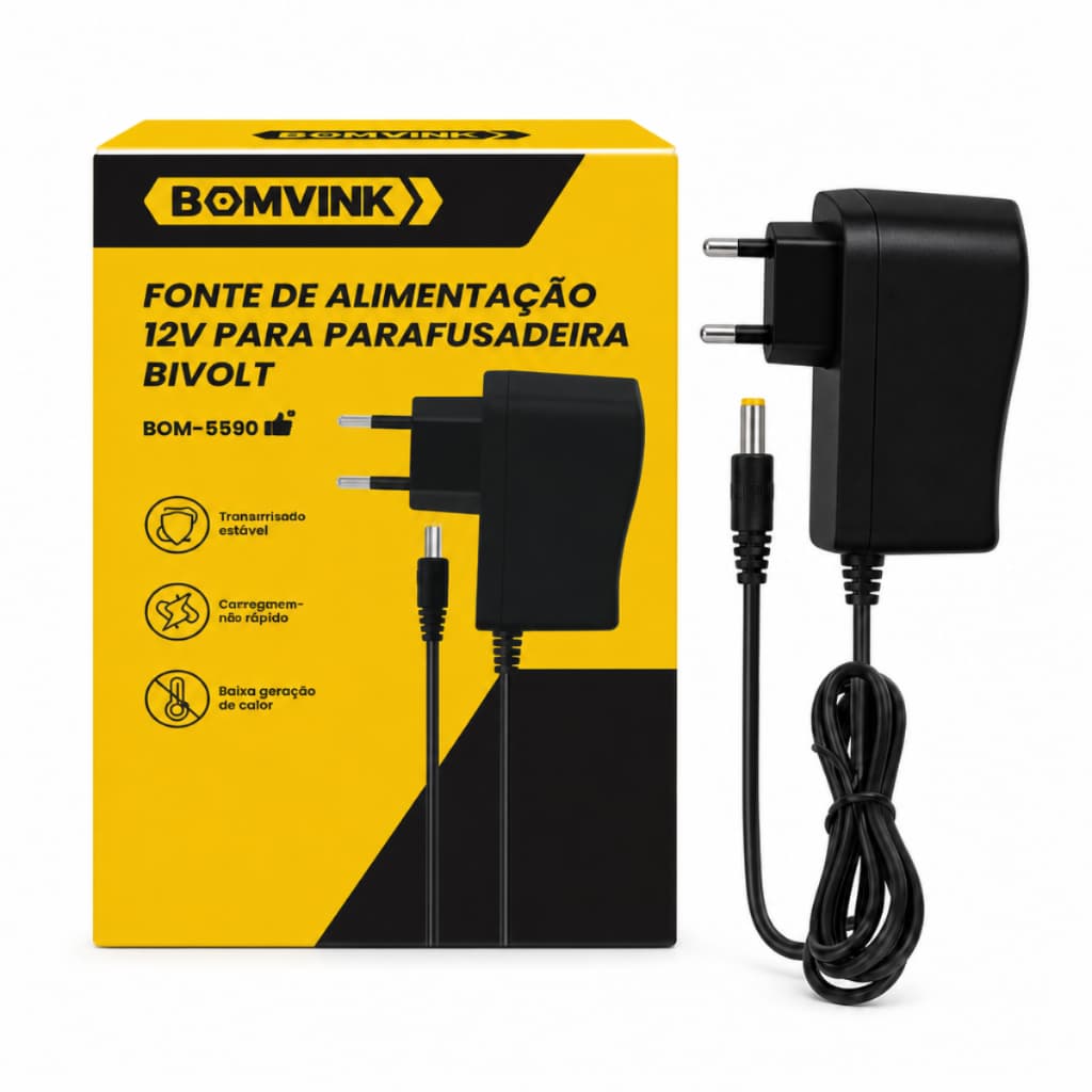 Fonte Carregador Bivolt 12V e 18V  Para Parafusadeira e Bateria de Lítio Resistente Compatível