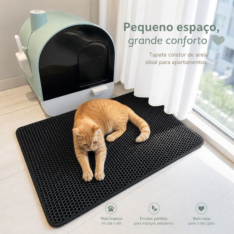 75x55cm Tapete Higiênico EVA Coletor de Areia Para Gato Lavável Dupla Camada Compatível com Caixa de Areia