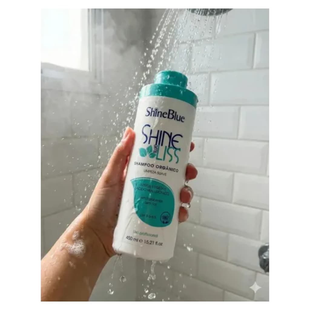 Shampoo Shine Blue Liss Selagem Orgânica Limpeza Suave 450ml