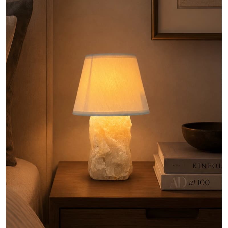 Abajur de Pedra Natural Quartzo Branco