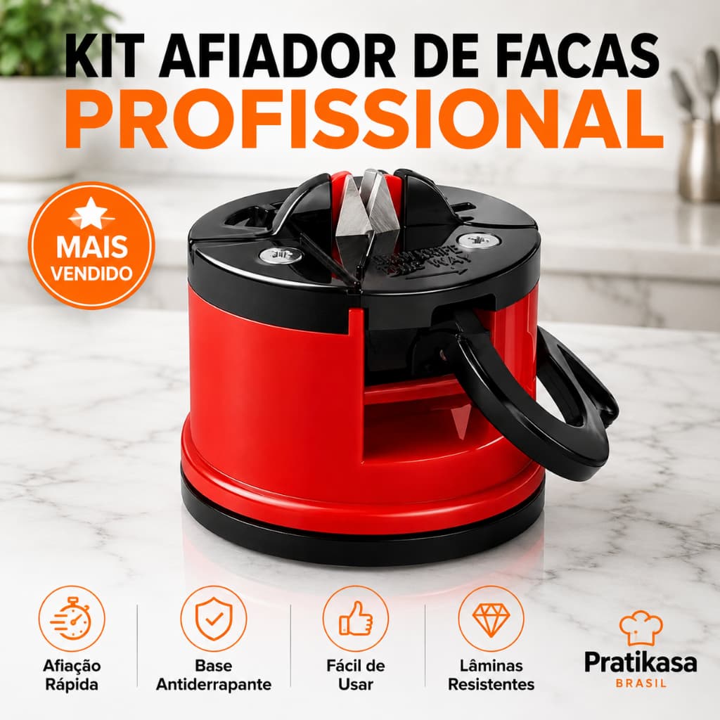 Afiador de Facas Profissional Manual 4 em 1 com Base Antiderrapante | Amolador de Facas, Tesouras e Alicates | Afiador