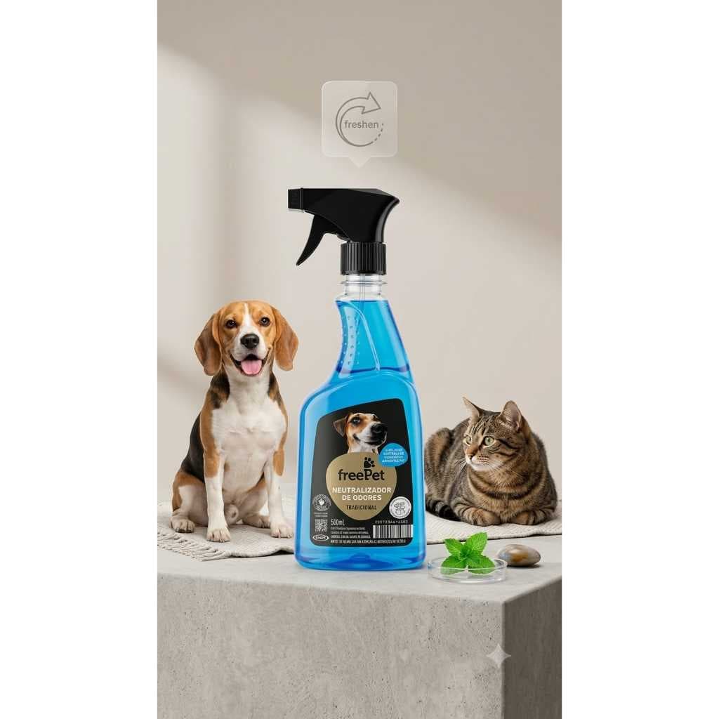 Neutralizador de Odores Free Pet 500ml | Elimina Cheiro de Urina Cães, Gatos, Ambientes