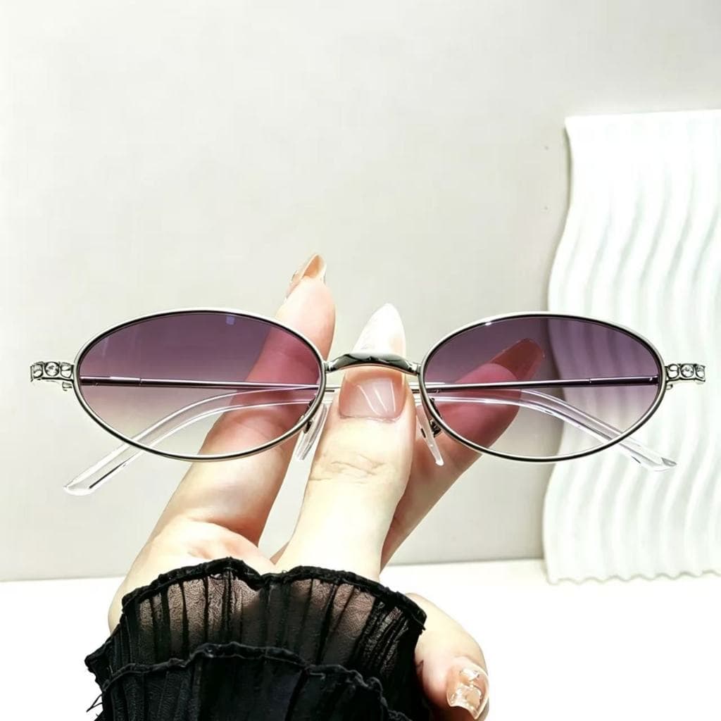 Óculos de sol estilo coreano, design fashion, simples e versátil, armação oval, proteção UV