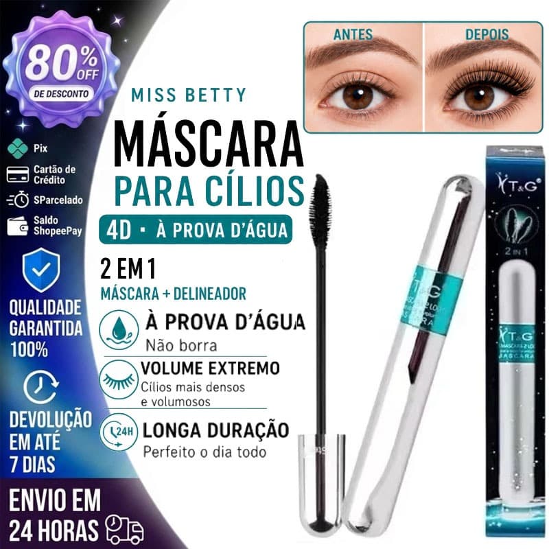 Máscara para cílios a prova d'água Miss Betty 4D cor preto