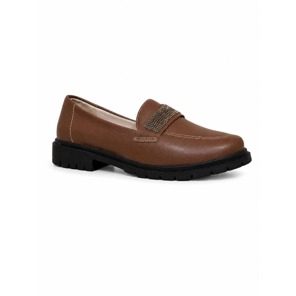 Mocassim Feminino Sapatilha Oxford Tratorado Estilo Loafer