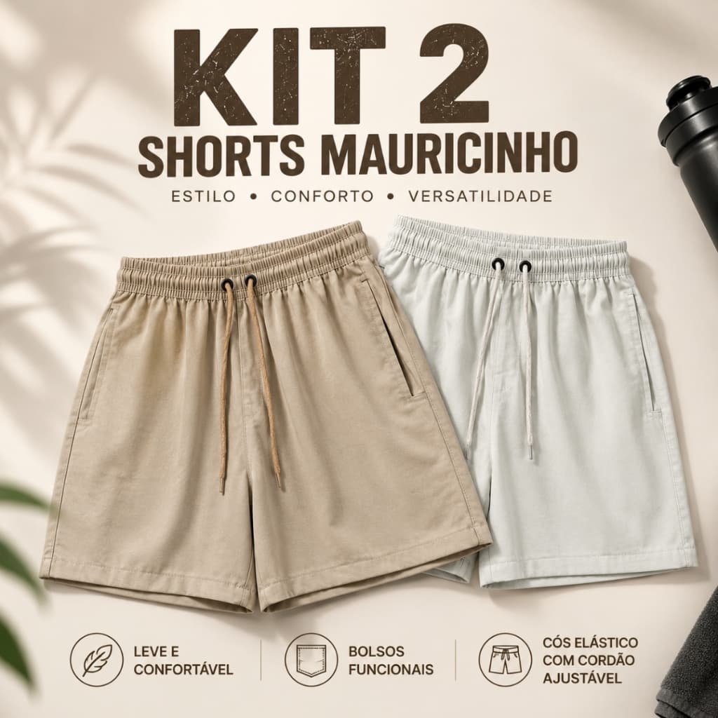 Kit 2 Shorts Masculino Estilo Mauricinho Casual Conforto Premium Praia Bolso Embutido Moda Fit Academia Cross