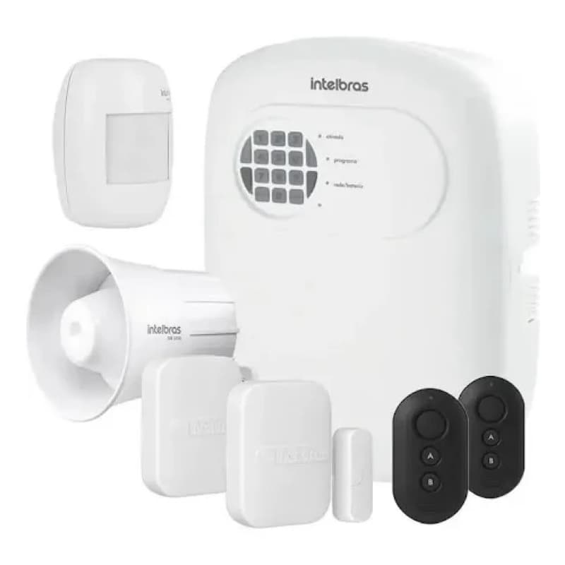 Kit alarme intelbras 2 sensor com fio Ivp 3000 + 2 sensores sem fio magnéticos XAS