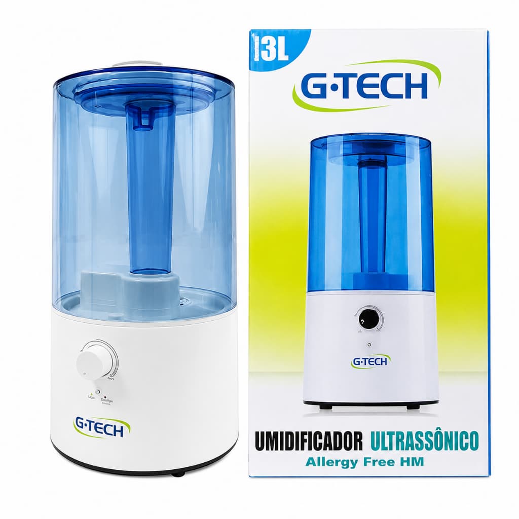 Umidificador de Ar Ultrassônico G-Tech Allergy Free HM 3L Bivolt Original